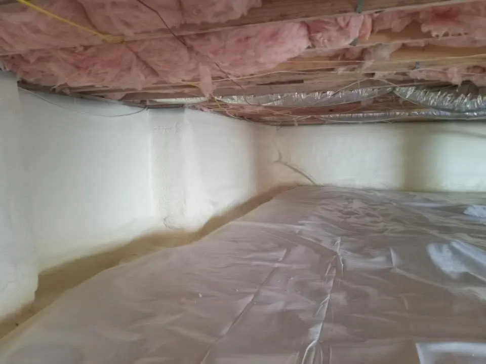 Crawl space encapsulation with closed-cell spray foam for Roof Waterproofing in Adams